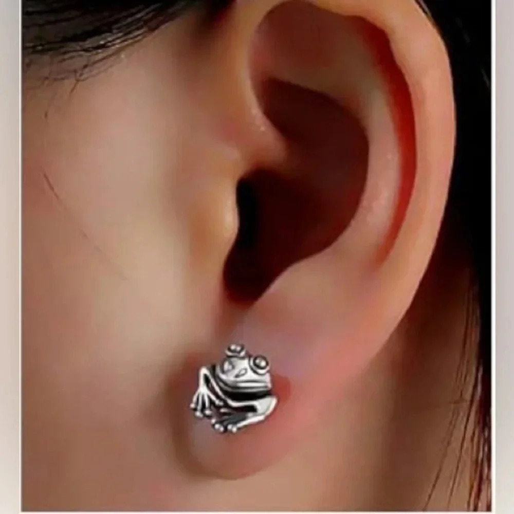 Mini Frog Stainless Steel Stud Earrings